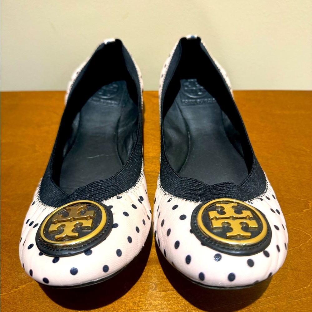 Tory Burch pink polka dot shoes